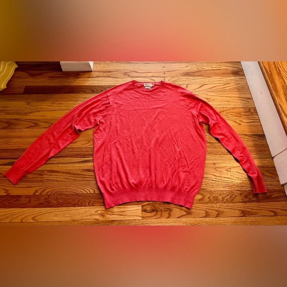 Peter Millar Crewneck Cotton Silk Crewneck Sweater Large - Red/Pink - Picture 1 of 6